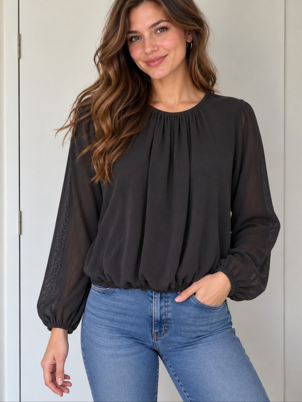 Tommy Hilfiger Black Long-Sleeve Blouse